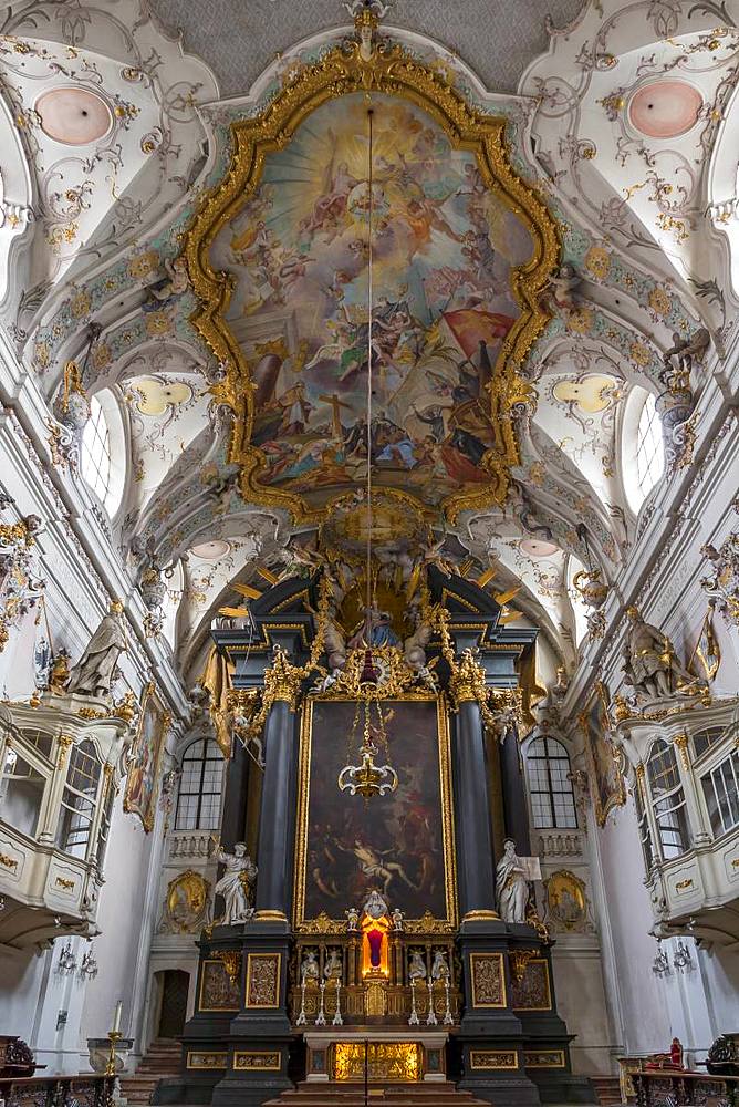 Interior of the Romanesque St. Emmeram's Basilica, Regensburg, UNESCO World Heritage Site, Bavaria, Germany, Europe