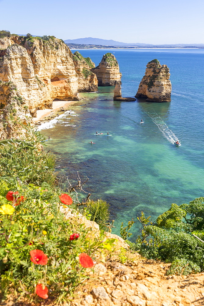 Rocky coastline near Lagos, Algarve, Portugal, Europe