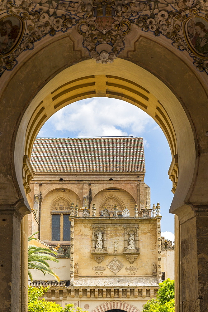 Part of the Mosque-Cathedral (Great Mosque of Cordoba) (Mezquita), UNESCO World Heritage Site, seen from an entrance gate, Cordoba, Andalusia, Spain, Europe