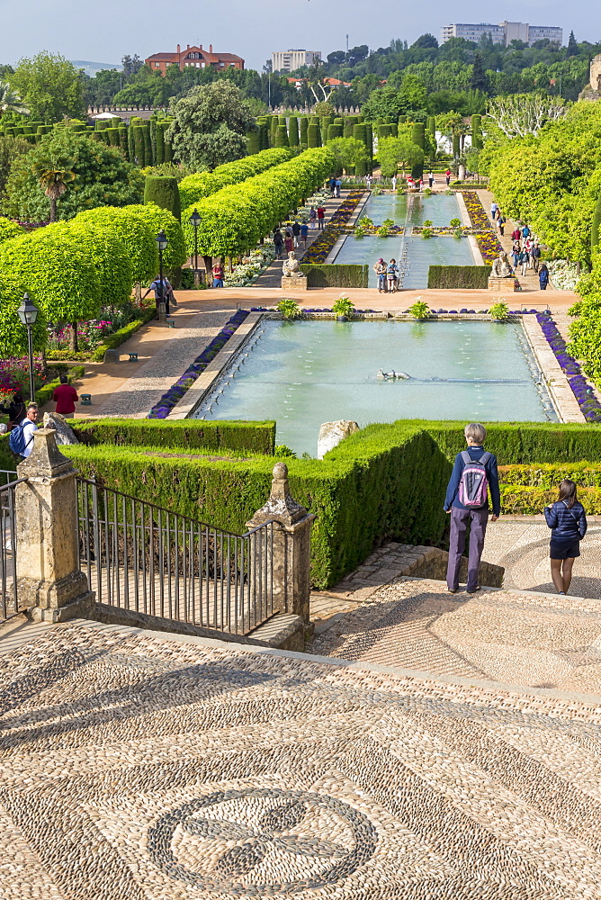 Garden of the Alcazar de los Reyes Cristianos, UNESCO World Heritage Site, Cordoba, Andalusia, Spain, Europe