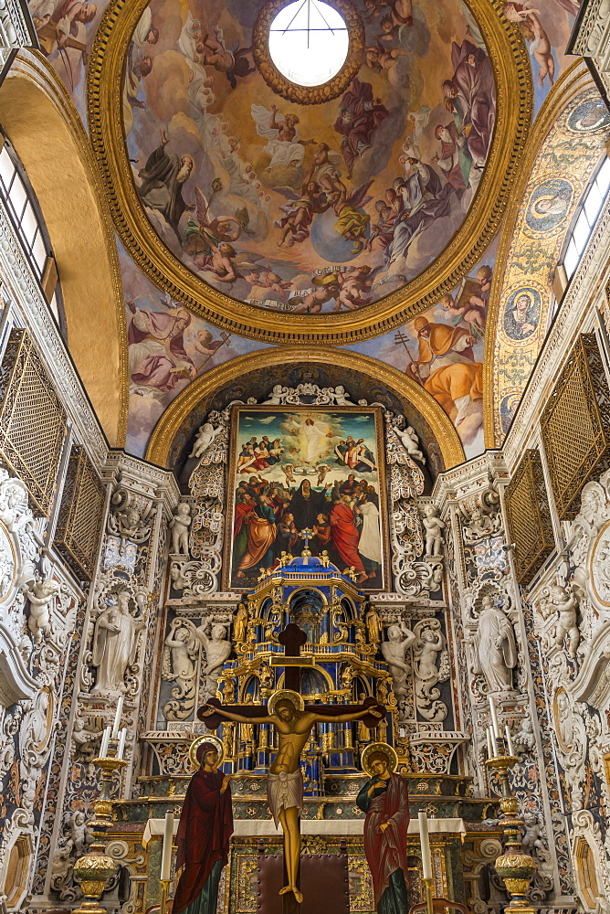 Interior of the Santa Maria dell'Ammiraglio church (La Martorana), UNESCO World Heritage Site, Palermo, Sicily, Italy, Europe