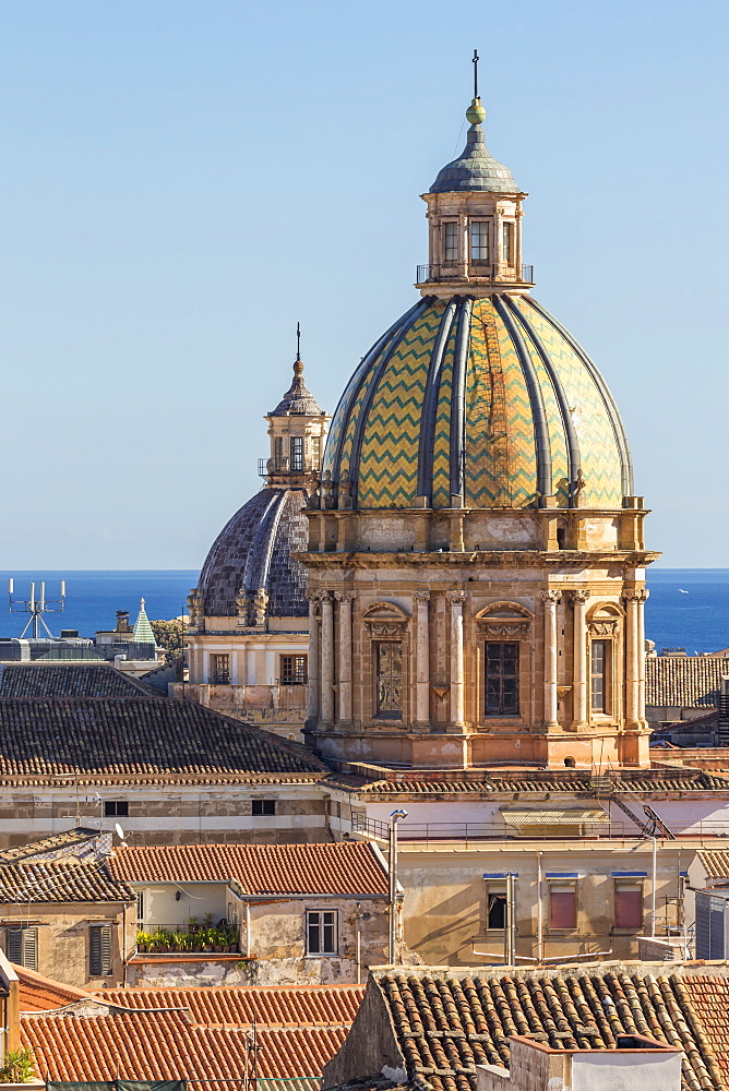 Cupolas of the San Giuseppe dei Padri Teatini and the Santa Caterina churches, Palermo, Sicily, Italy, Europe