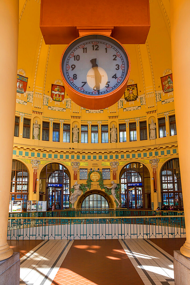 Historical entrance hall of the central station, Prague, Bohemia, Czech Republic, Europe