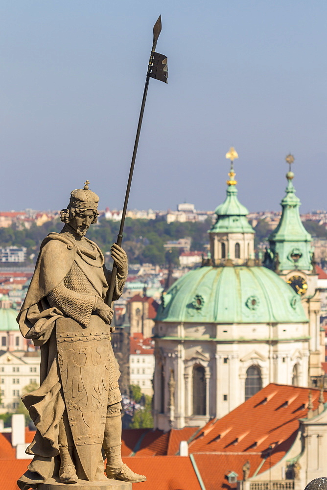 Cupola of the St. Nicolas Church seen from Prague Castle, UNESCO World Heritage Site, Prague, Bohemia, Czech Republic, Europe