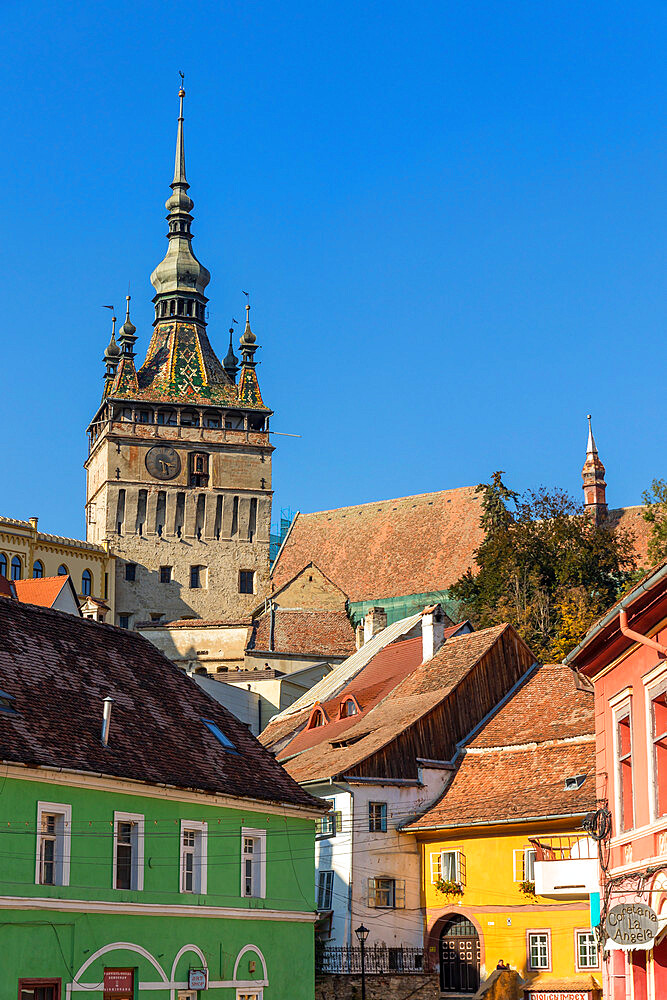 Clock Tower (Turnul cu Ceas), Sighisoara, UNESCO World Heritage Site, Mures County, Transylvania Region, Romania, Europe