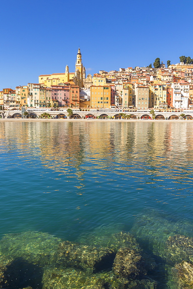 The old town with the Saint-Michel-Archange Basilica, Menton, Alpes Maritimes, Cote d'Azur, French Riviera, Provence, France, Mediterranean, Europe