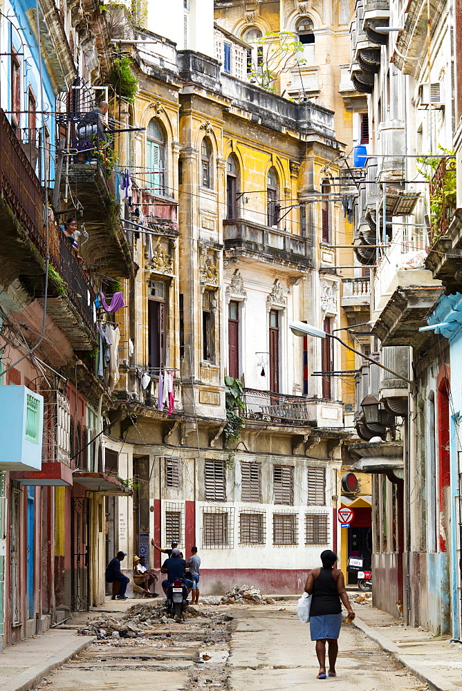 Old buildings and street in Havana, Cuba, West Indies, Caribbean, Central America