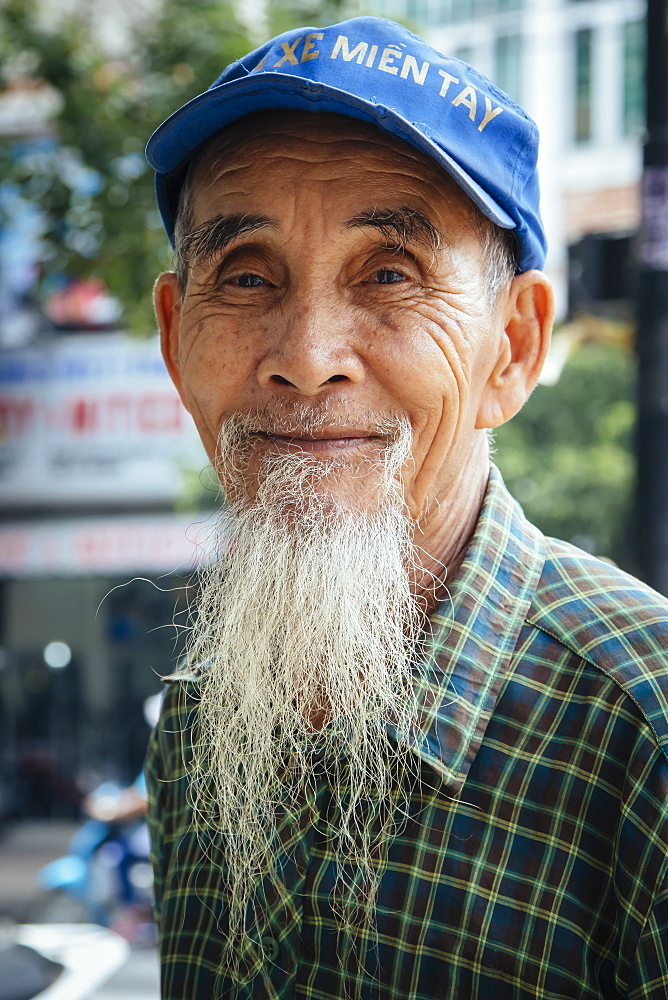 Vietnamese man with a long beard, Ho Chi Minh City, Vietnam, Indochina, Southeast Asia, Asia