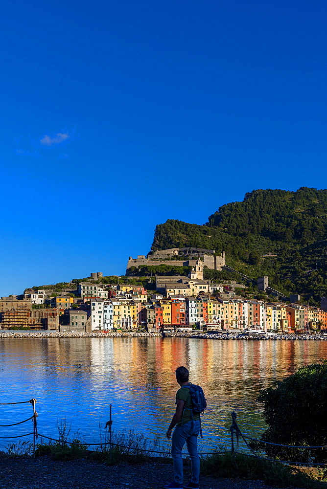 Island of Palmaria, view of Portovenere from Palmaria, Liguria, Italy, Europe