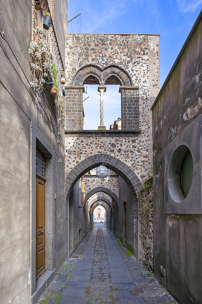 Street of the Arches, Via degli Archi, Randazzo, Catania, Sicily, Italy