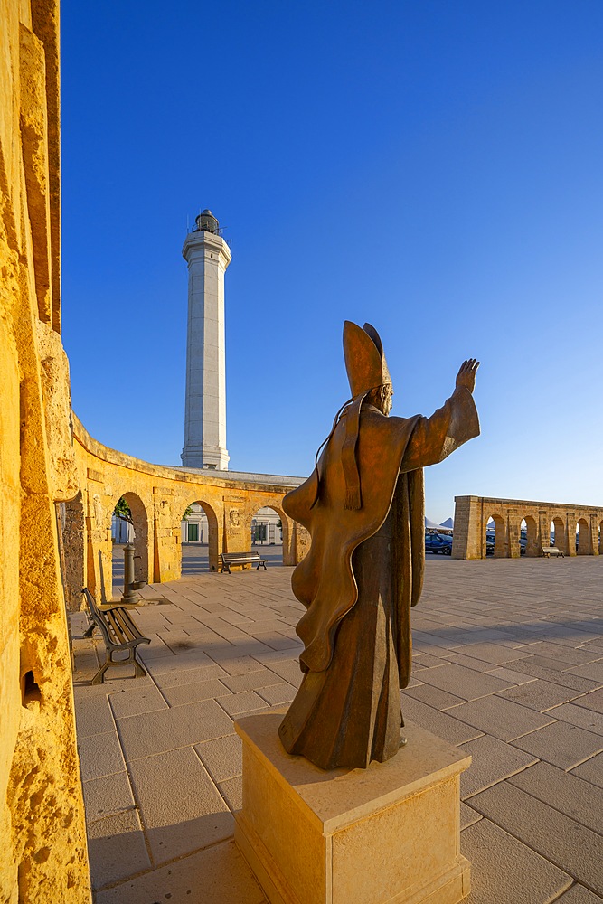 Leuca lighthouse, basilica of Santa Maria de finibus terrae, Santa Maria di Leuca, Castrignano del Capo, Lecce, Salento, Apulia, Italy