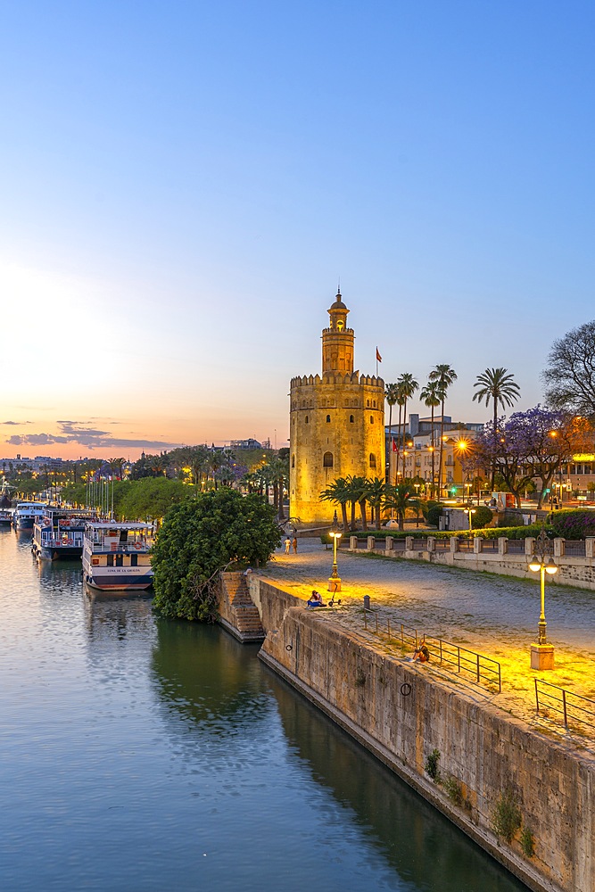 Guadalquivir river, Tower of Gold, Seville, Andalusia, Spain