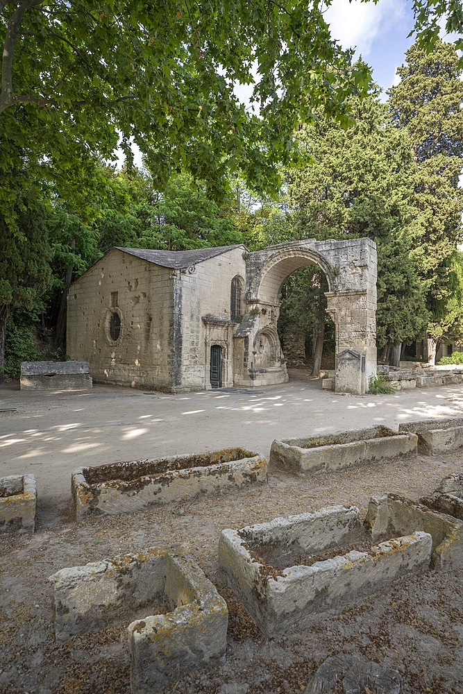 Avenue of the Sarcophagi, Alyscamps, Arles, Provence-Alpes-Côte d'Azur, Bouches-du-Rhône, Arles-Crau-Camargue-Montagnette, Camargue, France