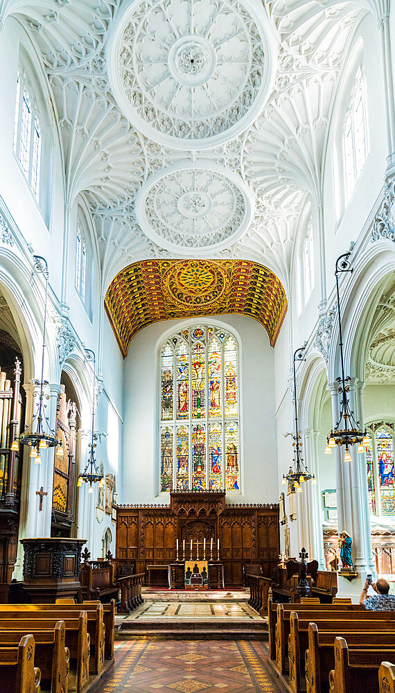 Interior of St. Mary Aldermary Church in the City of London, London, England, United Kingdom, Europe