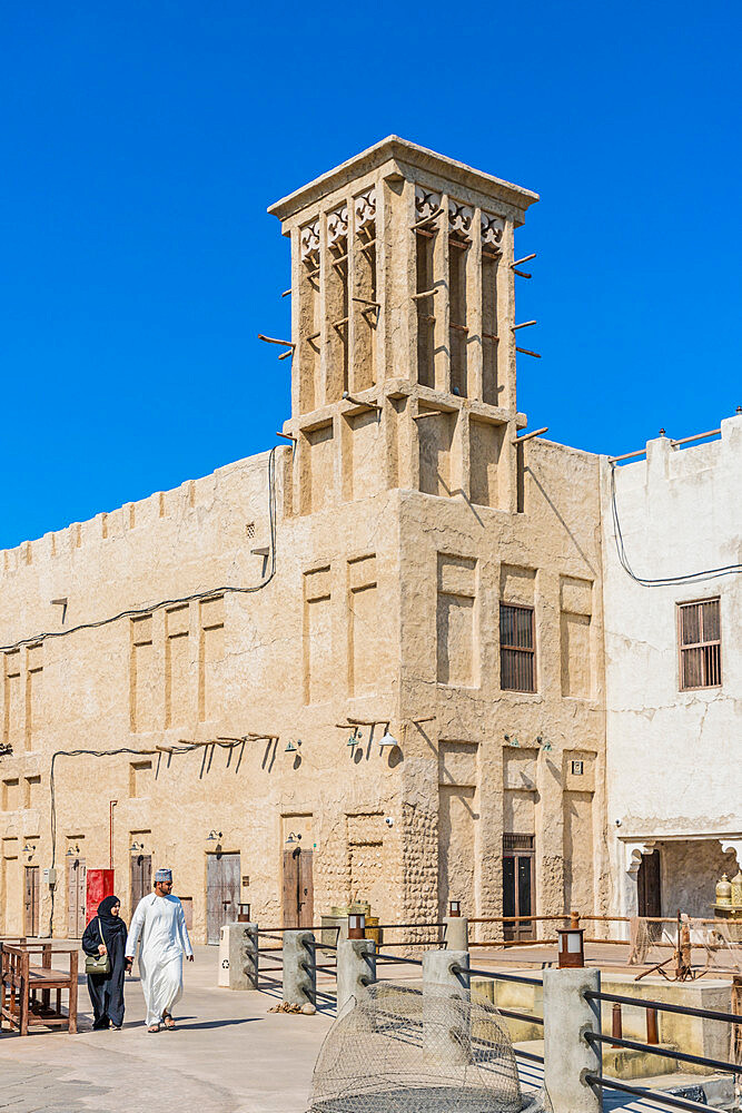 Local architecture at Al Seef, Dubai Creek, Dubai, United Arab Emirates, Middle East