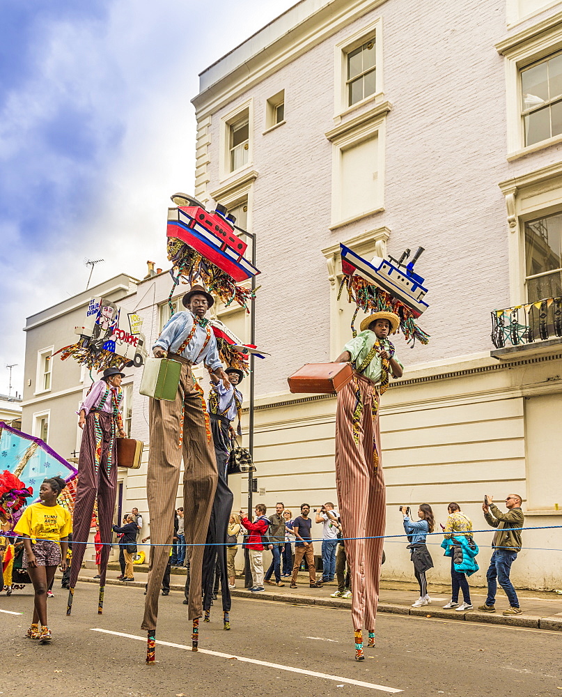 Some of the colourfully dressed performers at the Notting Hill Carnival, London, England, United Kingdom, Europe