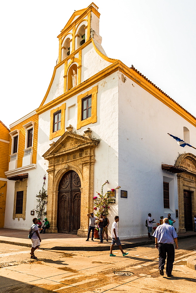 A view of the Church of Santo Toribio in the old town in Cartagena, Colombia, South America