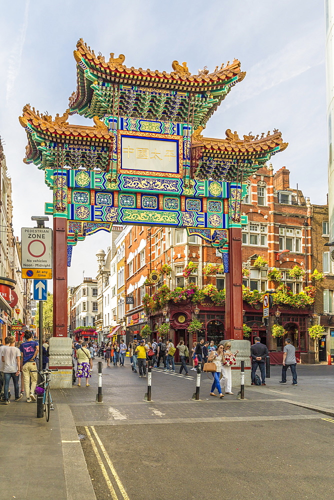 The gate leading to Chinatown in Soho, London, England, United Kingdom, Europe