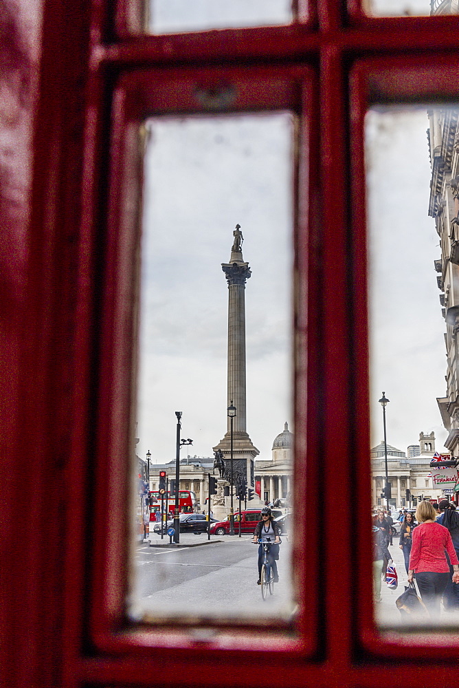 A view of Nelsons Column, Trafalgar Square, London, England, United Kingdom, Europe