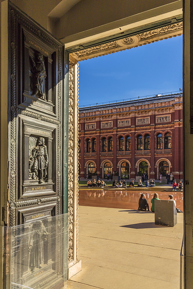 Ornate doors at the V and A Museum (Victoria and Albert), South Kensington, London, England, United Kingdom, Europe