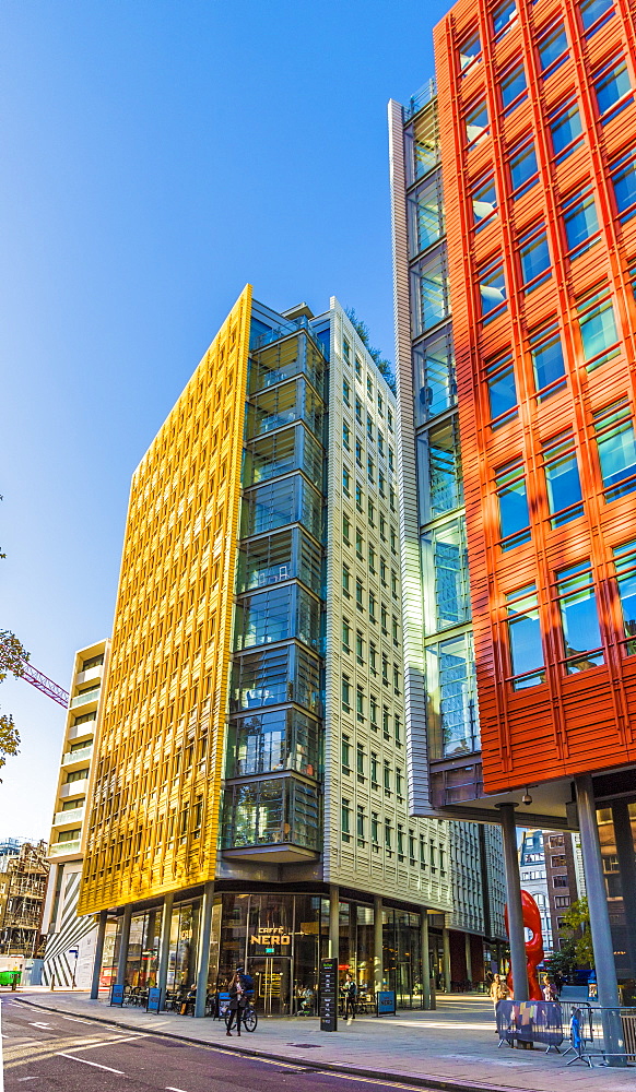 The colourful architecture of Central St. Giles, London, England, United Kingdom, Europe