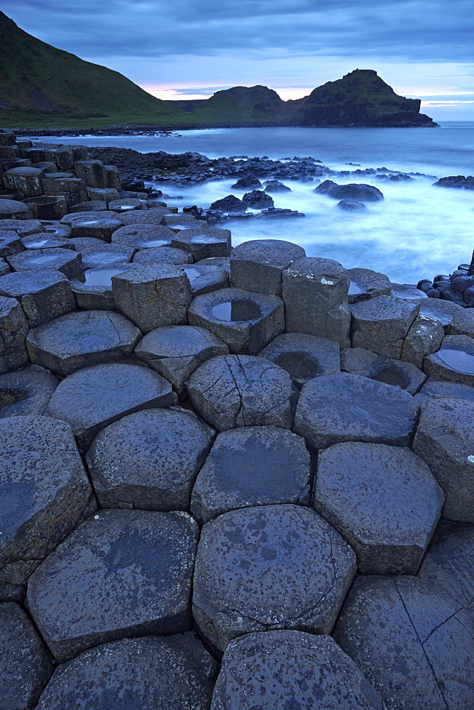 Dusk over the Giant's Causeway, UNESCO World Hritage Site, County Antrim, Northern Ireland, United Kingdom, Europe