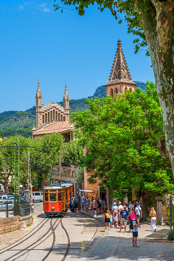 Palma to Soller tram in Soller, Majorca, Balearic Islands, Spain, Mediterranean, Europe