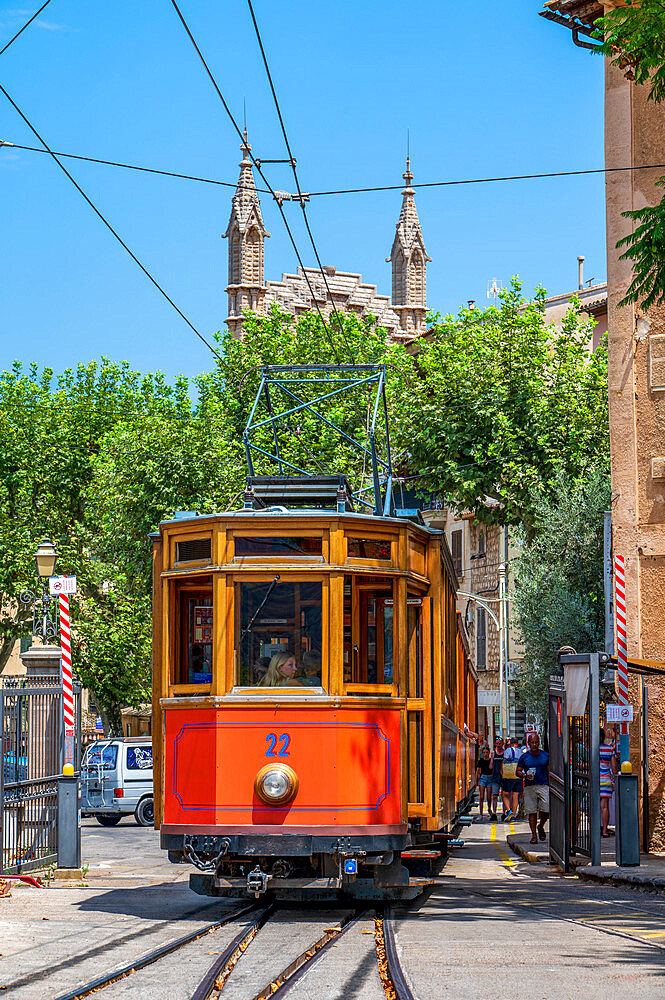 Tram in Soller, Majorca, Balearic Islands, Spain, Mediterranean, Europe