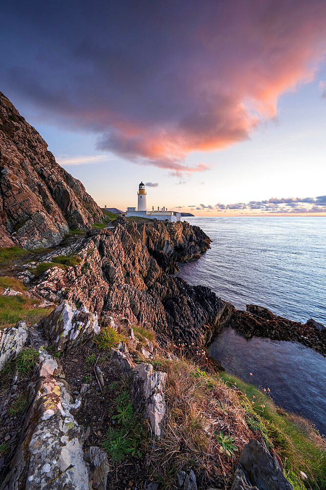 Sunrise view of the Douglas Head Lighthouse, Douglas, Isle of Man, Europe