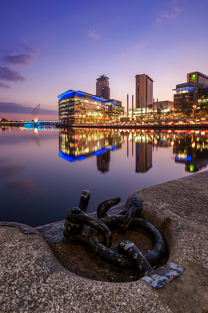 Salford Quays reflected with mirror conditions, Salford, Manchester