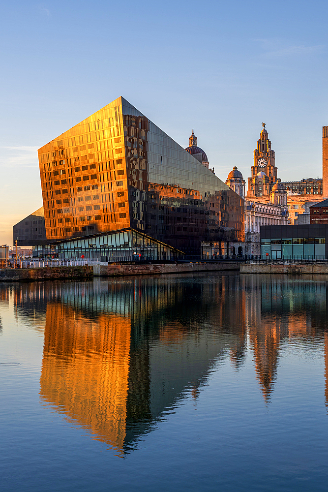 Mann Island and Waterfront Buildings, Canning Dock, Liverpool, Merseyside. UK