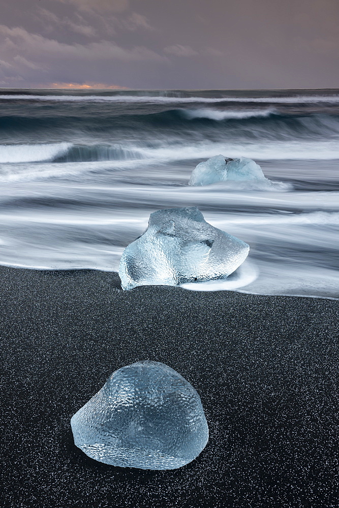 Ice formations on ice beach at Jokulsarlon, Iceland, Polar Regions