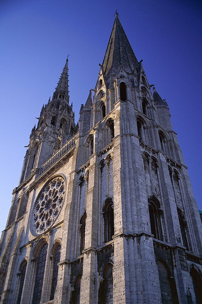 The exterior of the Christian cathedral, Chartres, UNESCO World Heritage Site, Eure et Loir, Centre, France, Europe