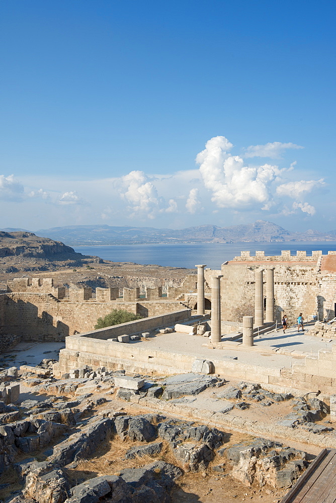 Acropolis of Lindos, Rhodes, Dodecanese, Greek Islands, Greece, Europe