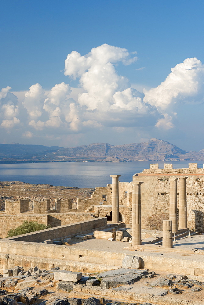 Acropolis of Lindos, Rhodes, Dodecanese, Greek Islands, Greece, Europe