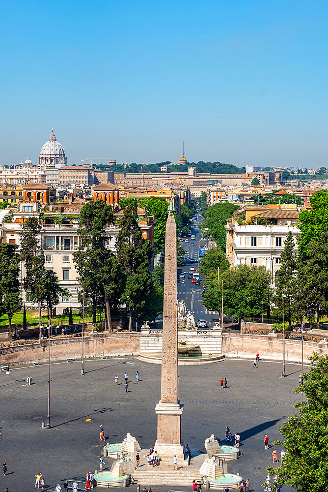 View of Rome from Pincio terrace, Villa Borghese, Rome, Lazio, Italy, Europe