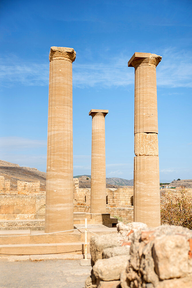 The Acropolis of Lindos, Rhodes, Dodecanese, Greek Islands, Greece, Europe