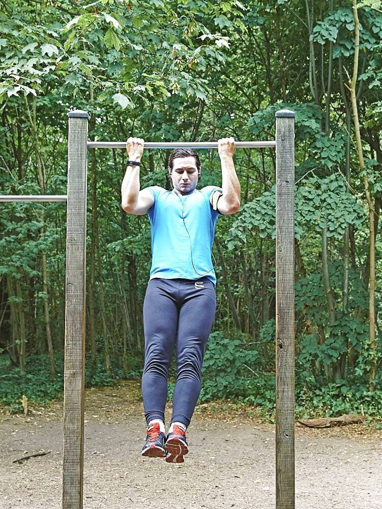 Man doing fitness trail.