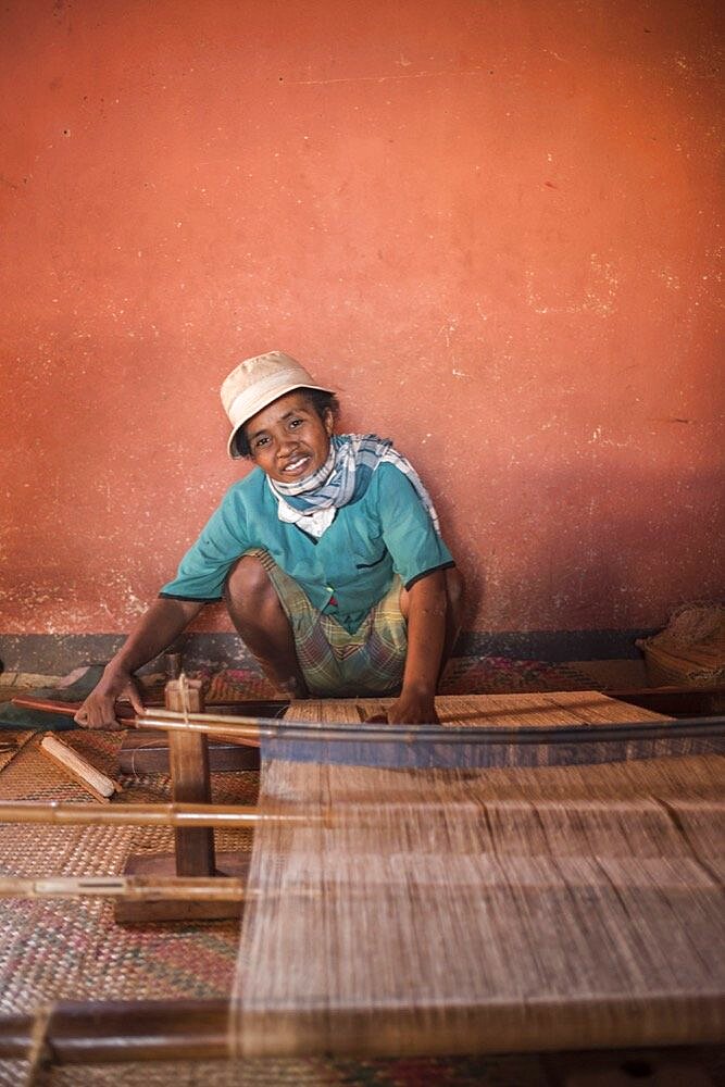 Weaving with silk, Ambalavao, Madagascar Central Highlands