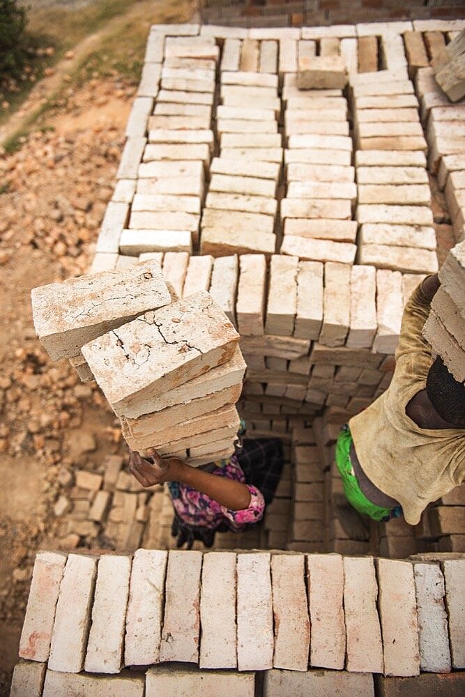 Brick workers near Ranomafana, Haute Matsiatra Region, Madagascar