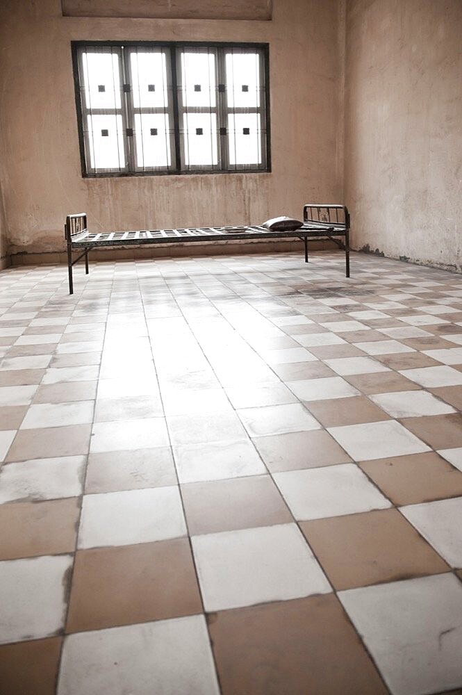 Torture Room at The Tuol Sleng Genocide Museum, S-21 Prison, Phnom Penh, Cambodia, Southeast Asia