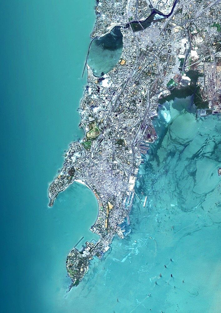 Color satellite image of Mumbai, India. Image collected on May 03, 2017 by Sentinel-2 satellites.