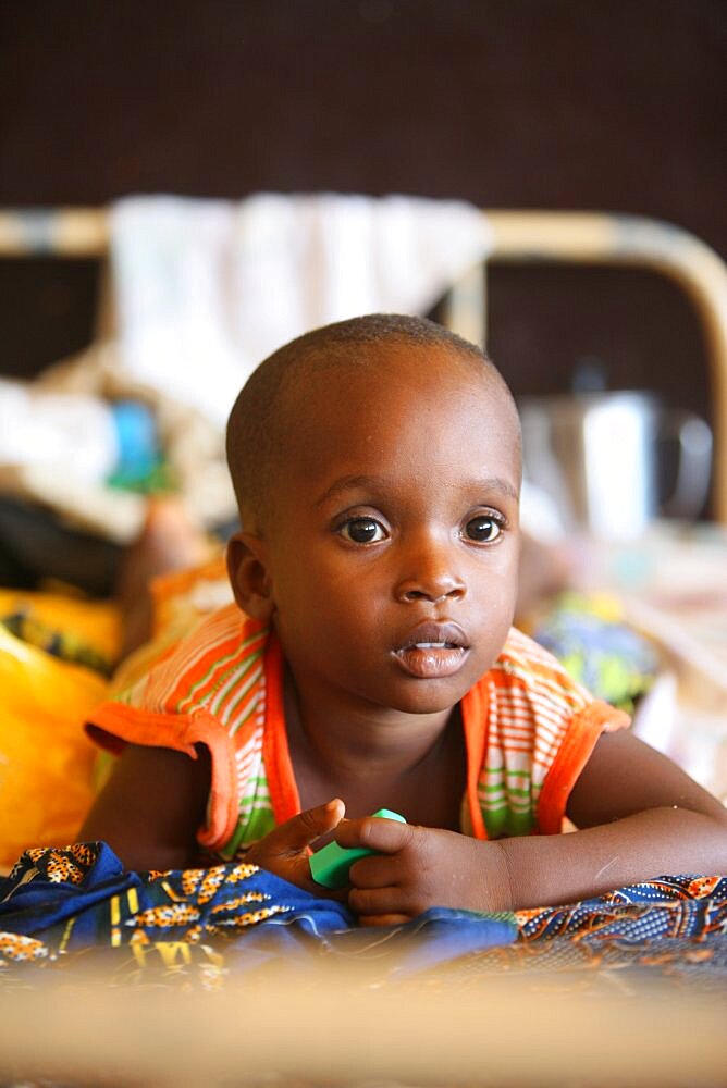 Photo essay in Lome, Togo. Child in hospital. Department of neurosurgery.