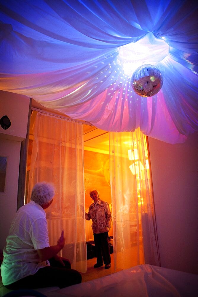 Alzheimer Patient and Doctor in Snoezelen Room