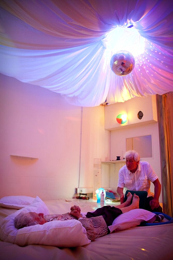 Alzheimer Patient and Doctor in Snoezelen Room