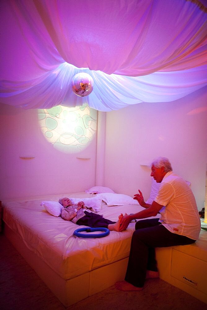 Alzheimer Patient and Doctor in Snoezelen Room