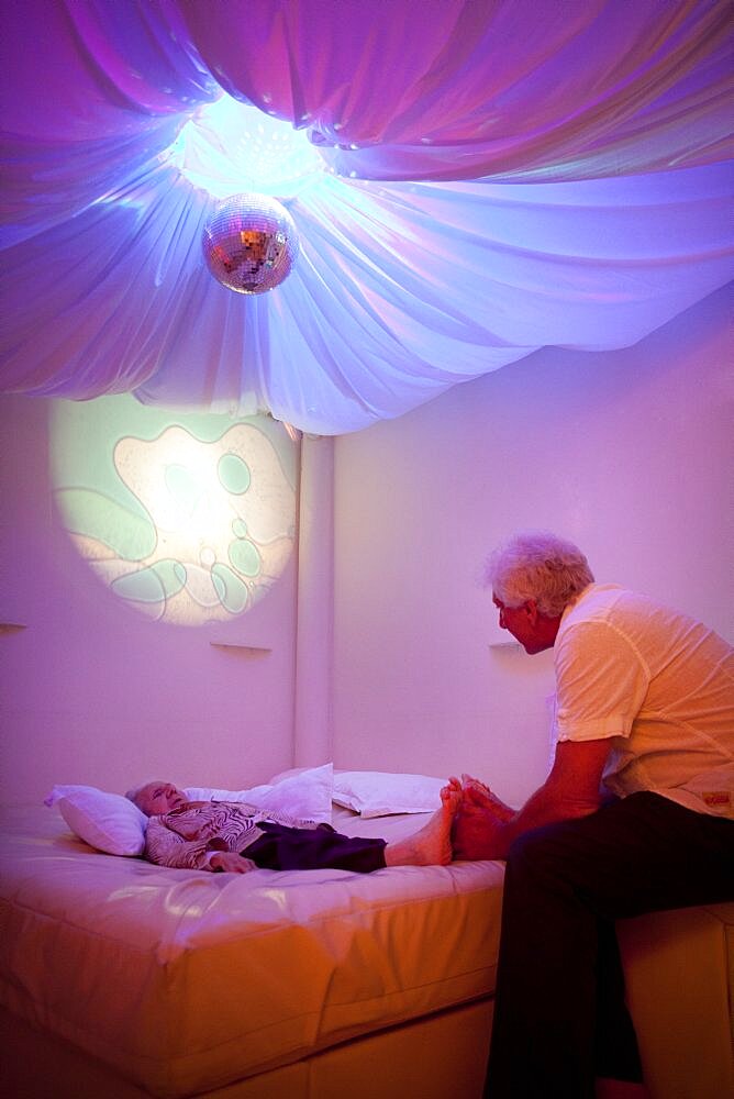 Alzheimer Patient and Doctor in Snoezelen Room