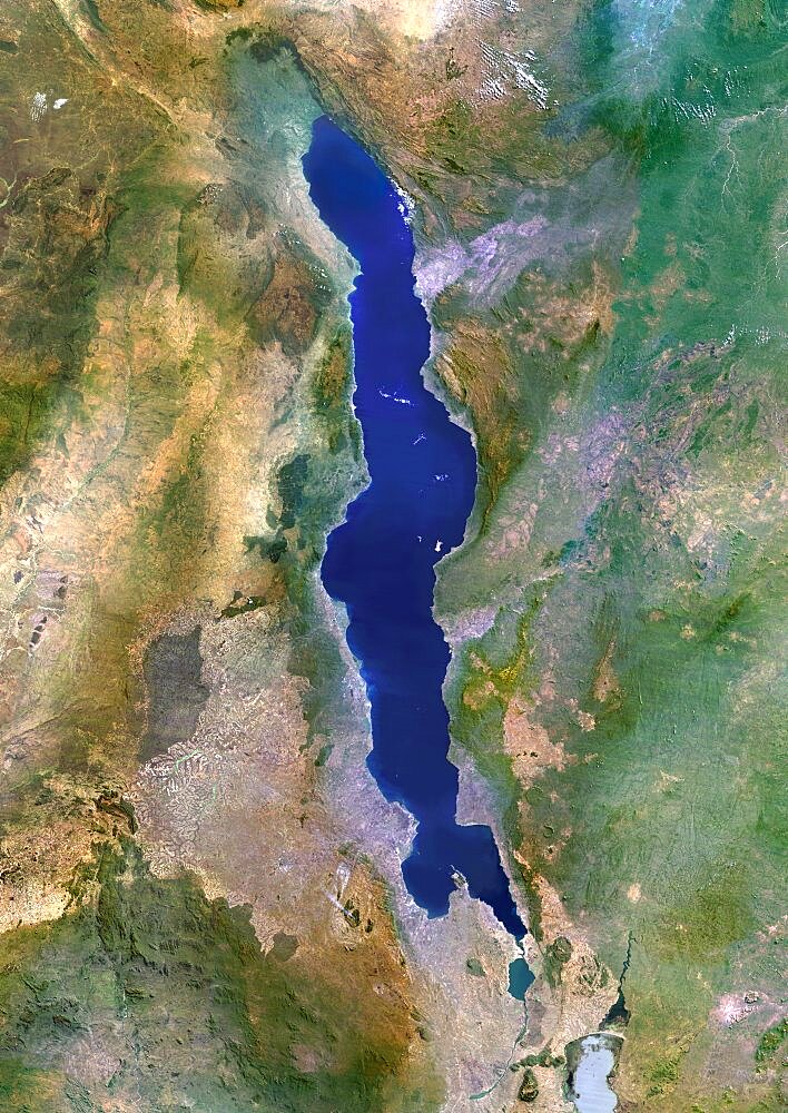 Lake Malawi, Africa, True Colour Satellite Image. True colour satellite image of Lake Malawi, an African Great Lake situated between Malawi, Mozambique, and Tanzania. Composite image using LANDSAT 5 data.