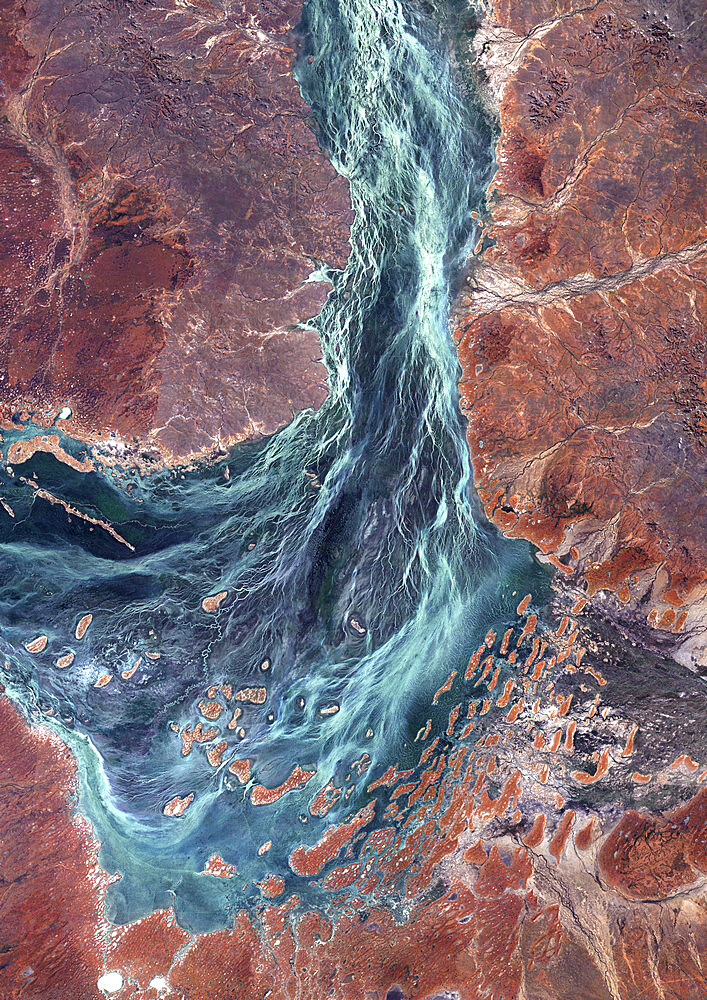 Lake Yamma, Queensland, Australia, True Colour Satellite Image. The Lake Yamma is a salted lake located in a semi-arid area