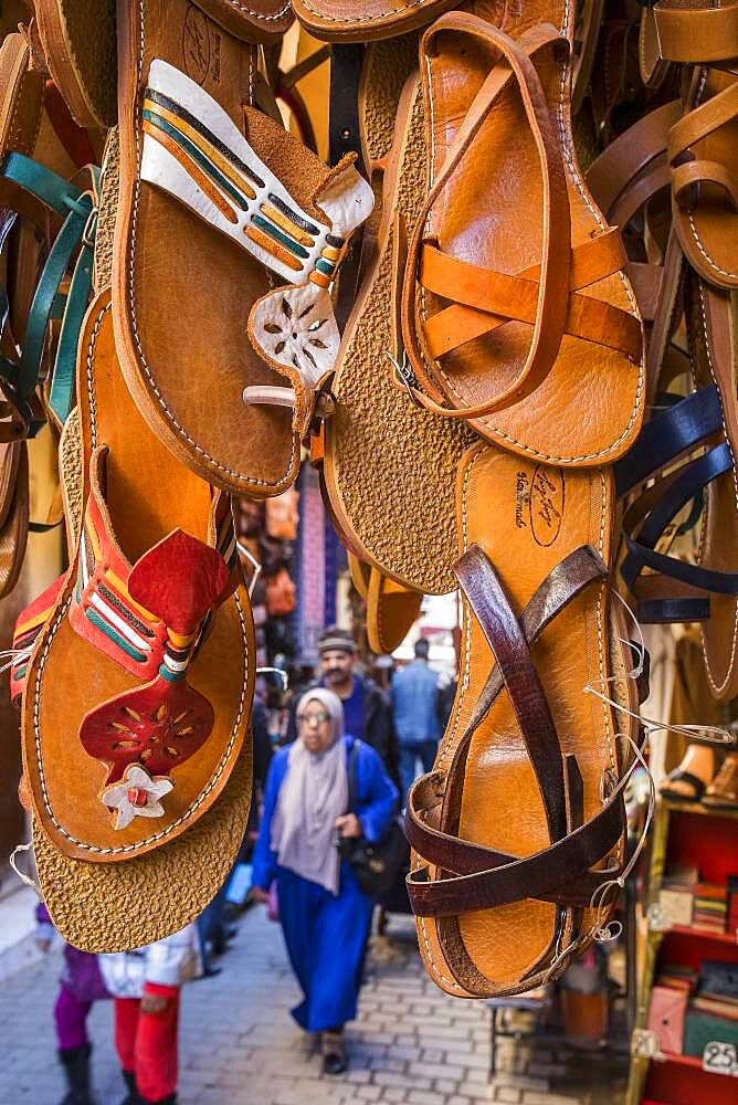 sandals shop, medina, Fez. Morocco